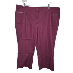 Apostrophe Woman Nwt Core Crop Madeira Wine Zipper Detail Pants Size 20W